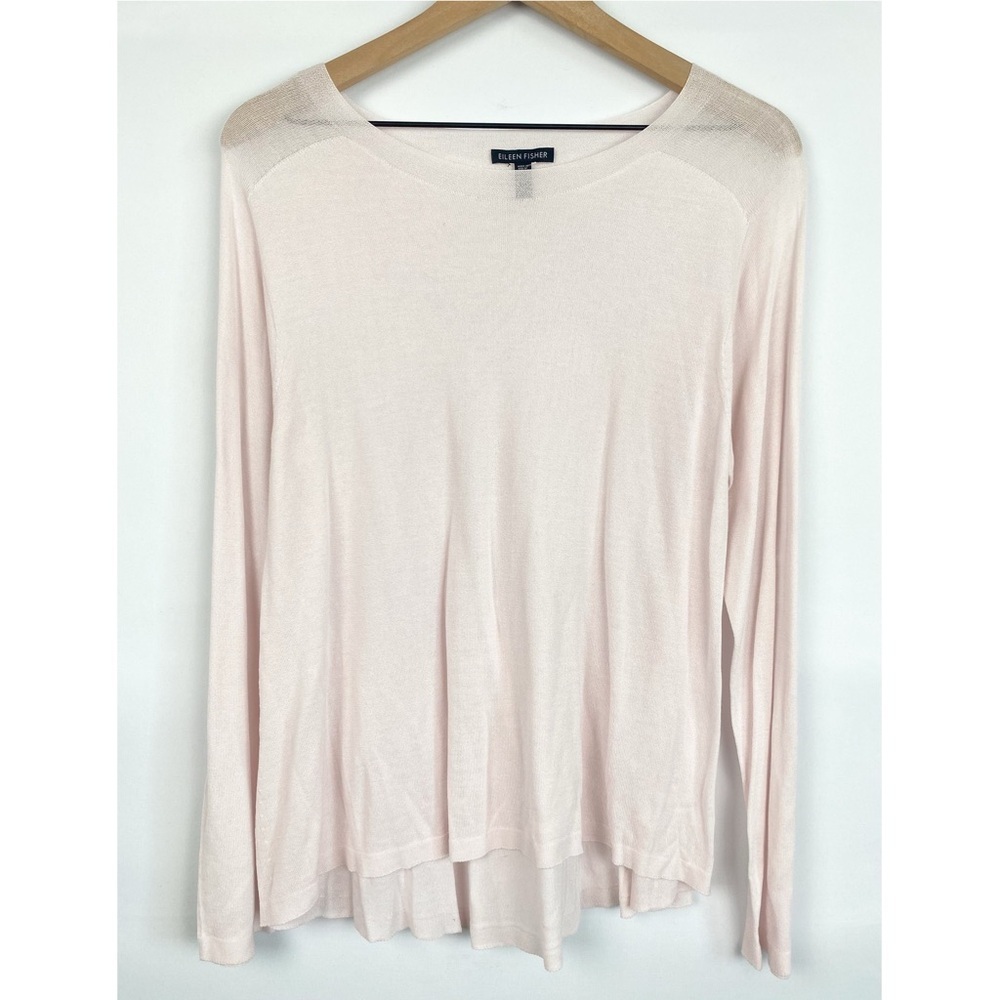 Eileen Fisher Womens Knit Top M Light‎ Pink Delicate Long Sleeve Coastal